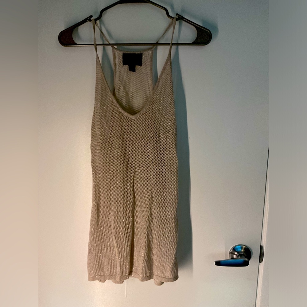 Cynthia Rowley Silver Spaghetti Strap Tank